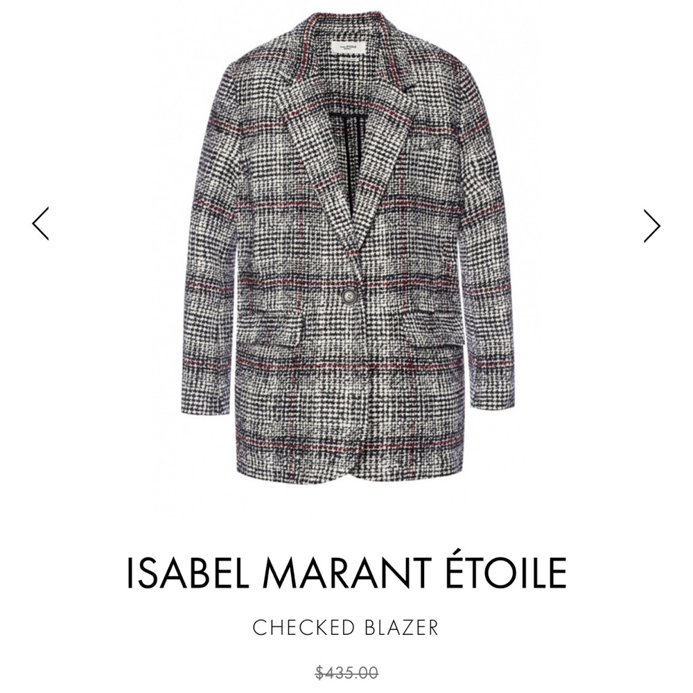 NWOT isabel marant etoile checked blazer - 36